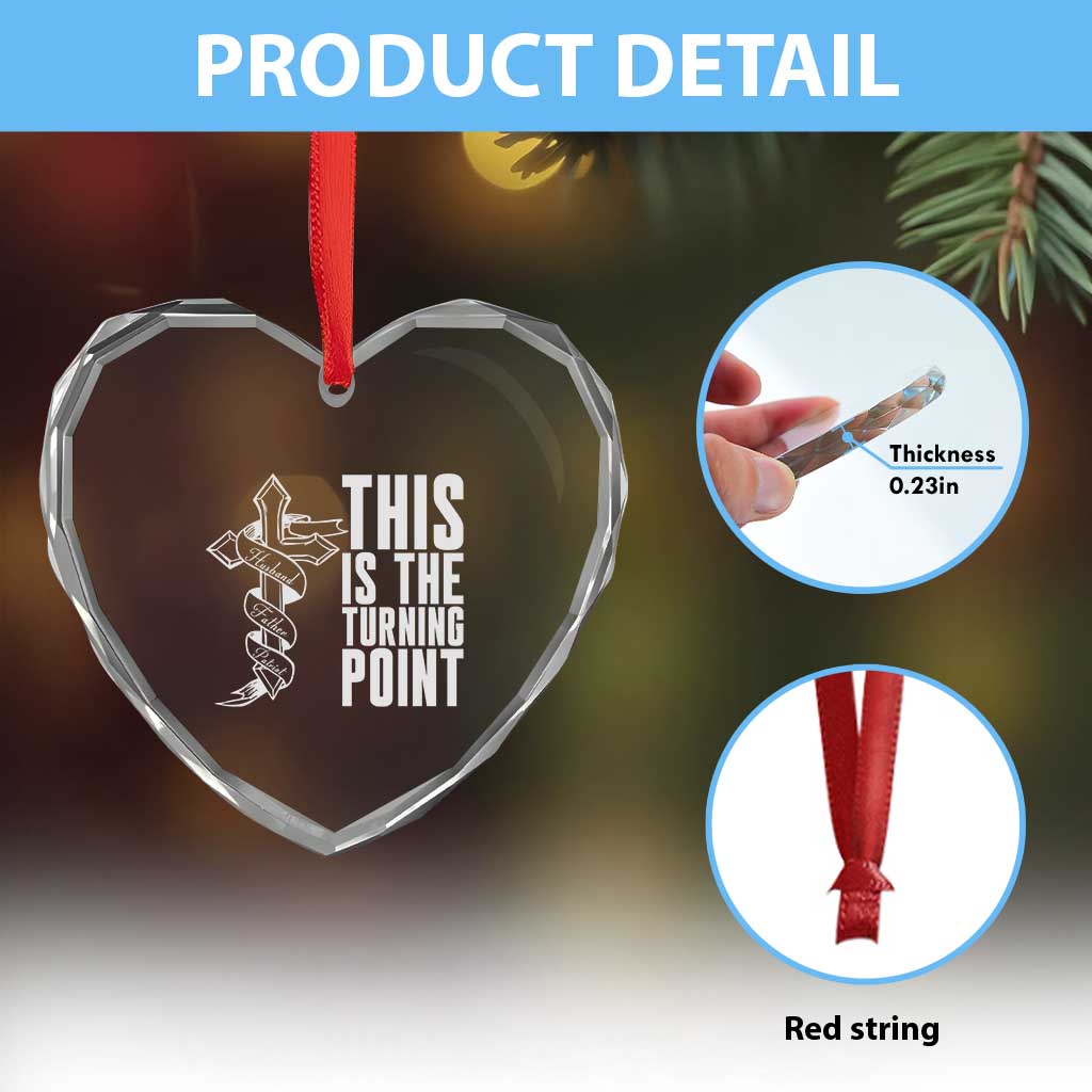 This is the Turning Point Heart Crystal Glass Ornament Husband Father Patriot Charlie Kirk Tribute Christian Faith - Wonder Print Shop