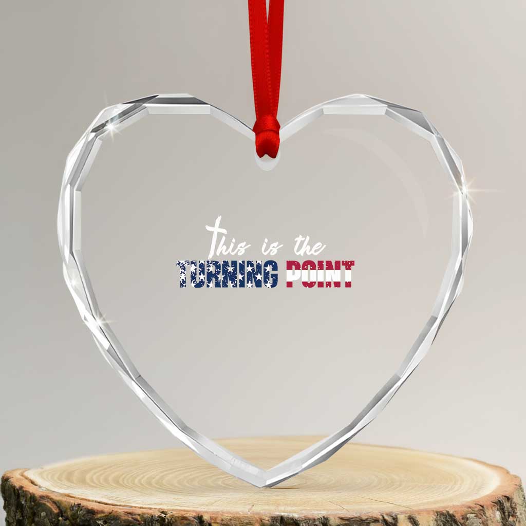 This is The Turning Point Heart Crystal Glass Ornament Patriotic American Flag Graphic - Wonder Print Shop
