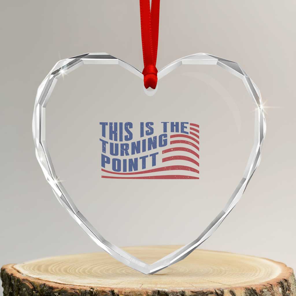 This is The Turning Point Heart Crystal Glass Ornament USA Flag America True Patriot - Wonder Print Shop