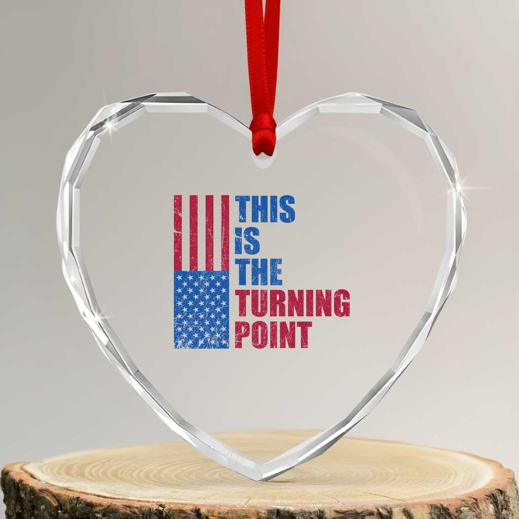 This is The Turning Point Heart Crystal Glass Ornament USA Flag Patriotic Freedom Conservative - Wonder Print Shop