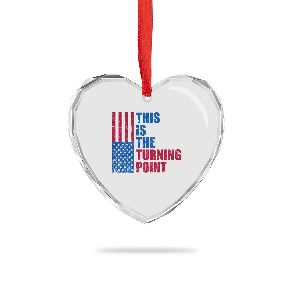 This is The Turning Point Heart Crystal Glass Ornament USA Flag Patriotic Freedom Conservative - Wonder Print Shop