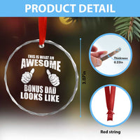 This Is What An Awesome Bonus Dad Looks Like Crystal Glass Ornament Funny Step Dad Fathers Day Gifts