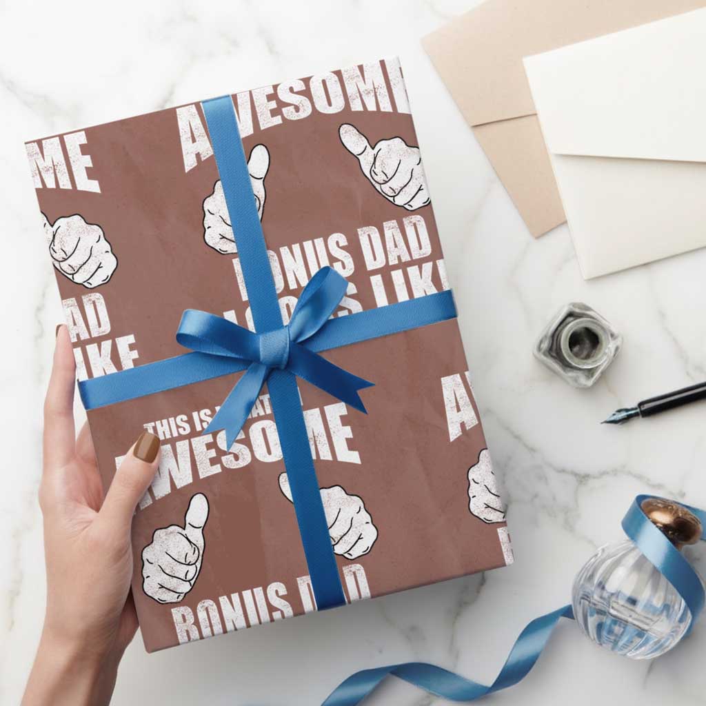 This Is What An Awesome Bonus Dad Looks Like Wrapping Paper Roll Funny Step Dad Fathers Day Gifts