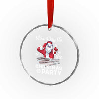 This Way to The Xmas Party Cool Santa DJ Crystal Glass Ornament TS09