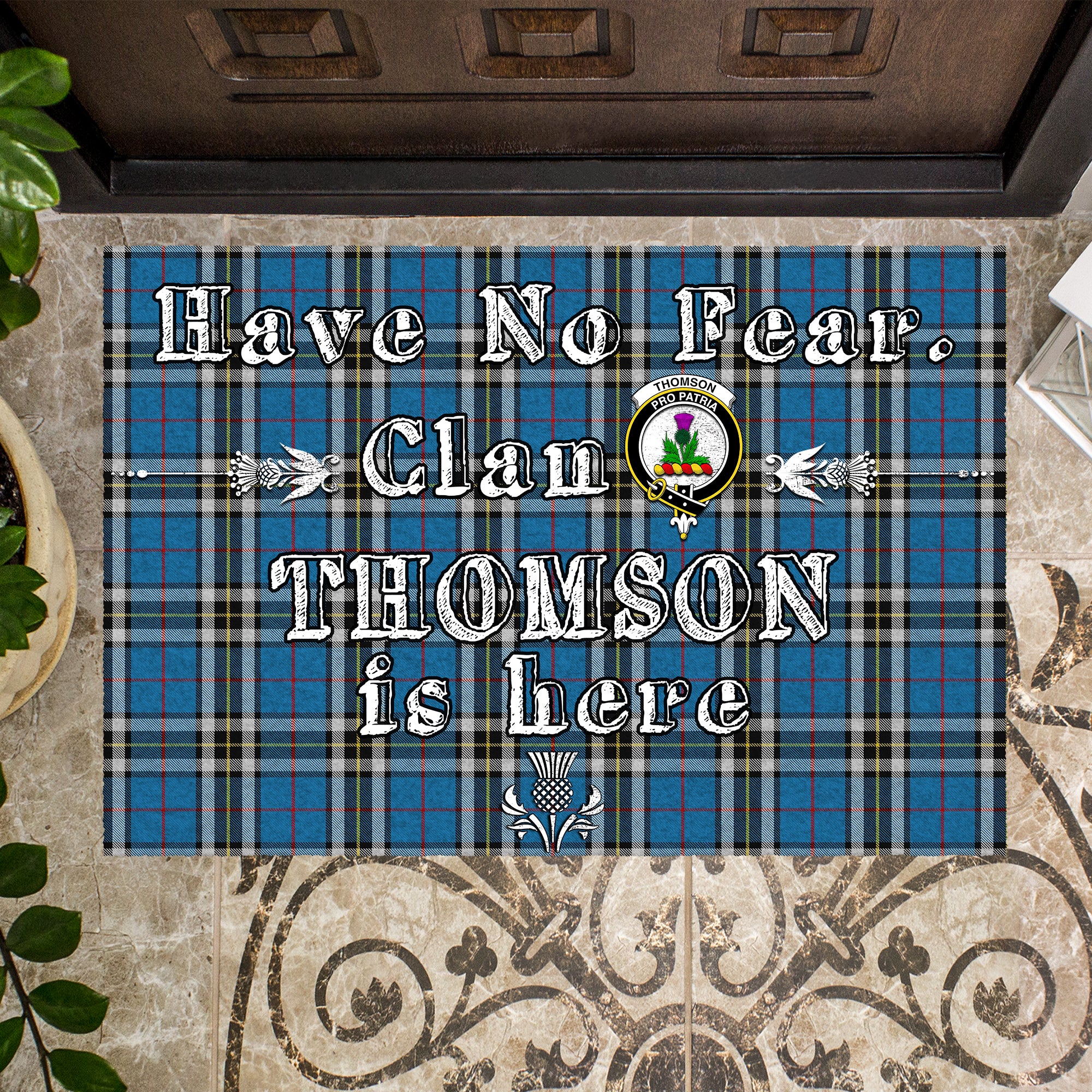 thomson-dress-blue-clan-tartan-door-mat-family-crest-have-no-fear-tartan-door-mat