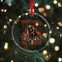 Three Coffees No Lunch Crystal Glass Ornament Funny Medieval Knight Coffee Lover