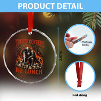 Three Coffees No Lunch Crystal Glass Ornament Funny Medieval Knight Coffee Lover