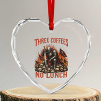 Three Coffees No Lunch Heart Crystal Glass Ornament Funny Medieval Knight Coffee Lover