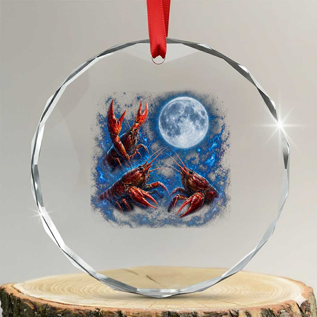 Three Crawfish Moon Crystal Glass Ornament Lobster Howling To The Moon Vintage Moon Animals