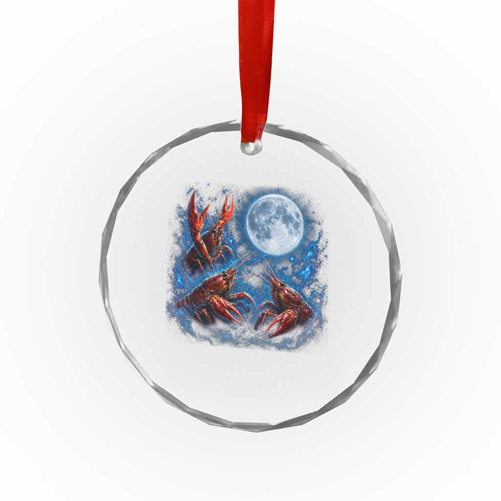 Three Crawfish Moon Crystal Glass Ornament Lobster Howling To The Moon Vintage Moon Animals