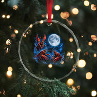 Three Crawfish Moon Crystal Glass Ornament Lobster Howling To The Moon Vintage Moon Animals