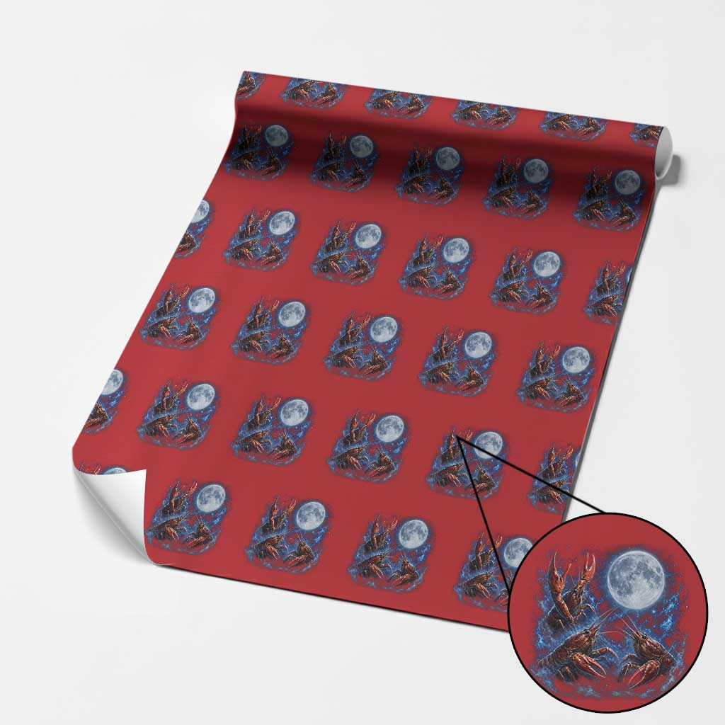 Three Crawfish Moon Wrapping Paper Roll Lobster Howling To The Moon Vintage Moon Animals