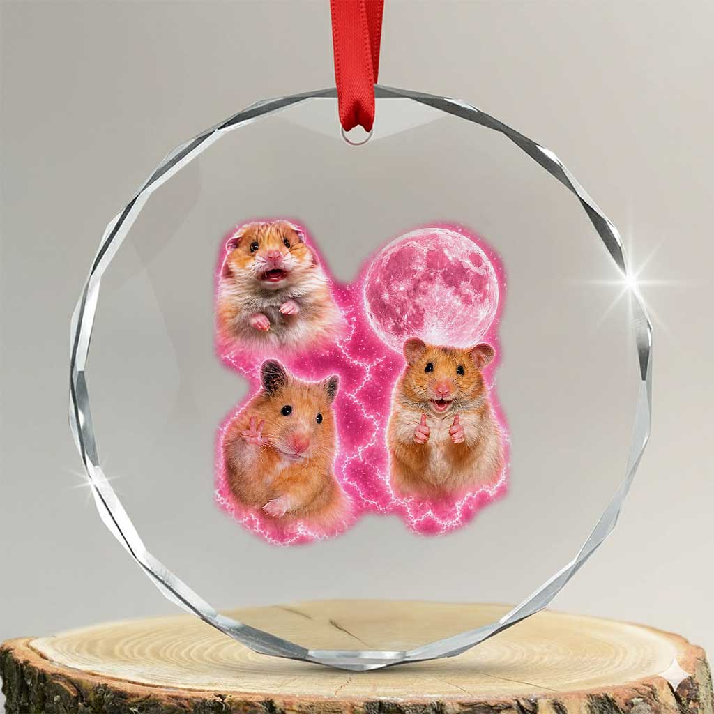 Three Hamsters Retro Graphic Crystal Glass Ornament Small Pet Lover Gift Idea