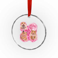 Three Hamsters Retro Graphic Crystal Glass Ornament Small Pet Lover Gift Idea