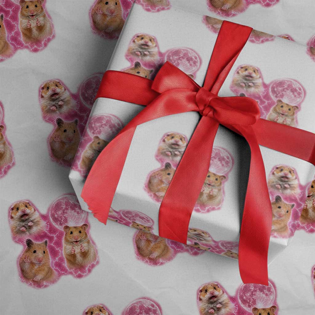 Three Hamsters Retro Graphic Wrapping Paper Roll Small Pet Lover Gift Idea