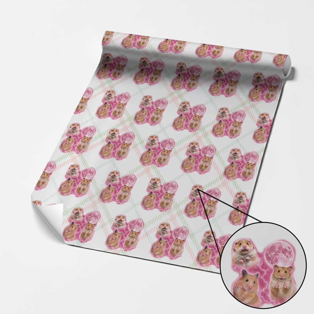 Three Hamsters Retro Graphic Wrapping Paper Roll Small Pet Lover Gift Idea