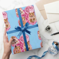 Three Hamsters Retro Graphic Wrapping Paper Roll Small Pet Lover Gift Idea