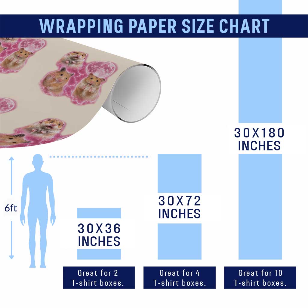 Three Hamsters Retro Graphic Wrapping Paper Roll Small Pet Lover Gift Idea