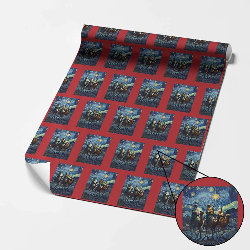 Three Kings Wrapping Paper Roll Nativity Scene Starry Night Christian Christmas - Wonder Print Shop