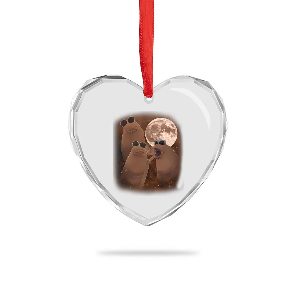 Three Marcus The Worm Moon Heart Crystal Glass Ornament Funny Weird Cursed Meme - Wonder Print Shop