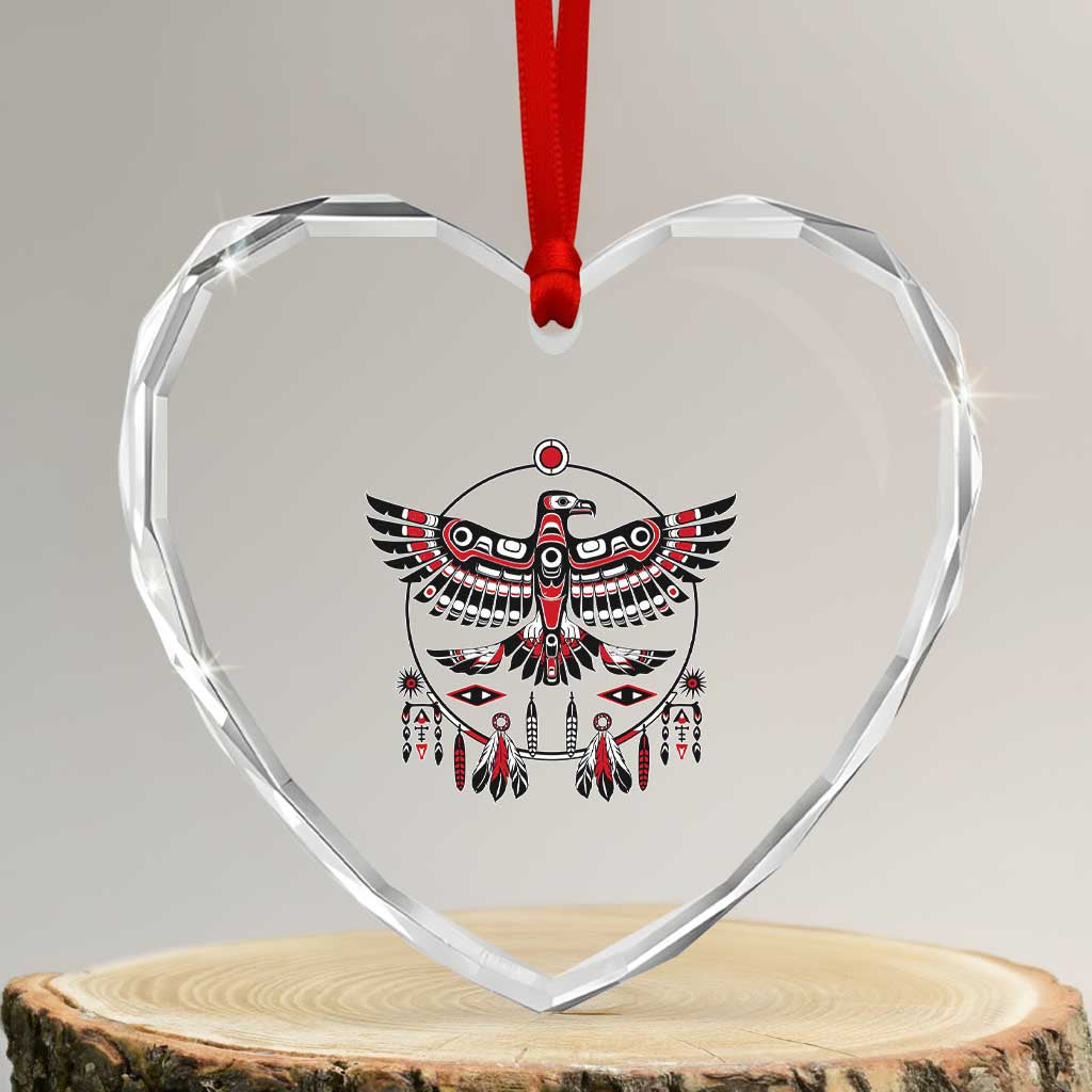 Thunderbird Native American Northwest Coast Art Heart Crystal Glass Ornament