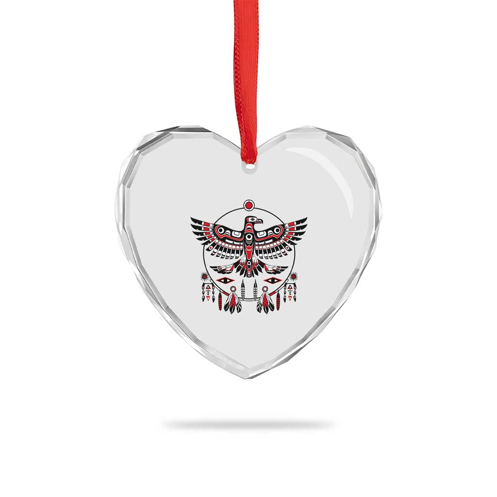Thunderbird Native American Northwest Coast Art Heart Crystal Glass Ornament
