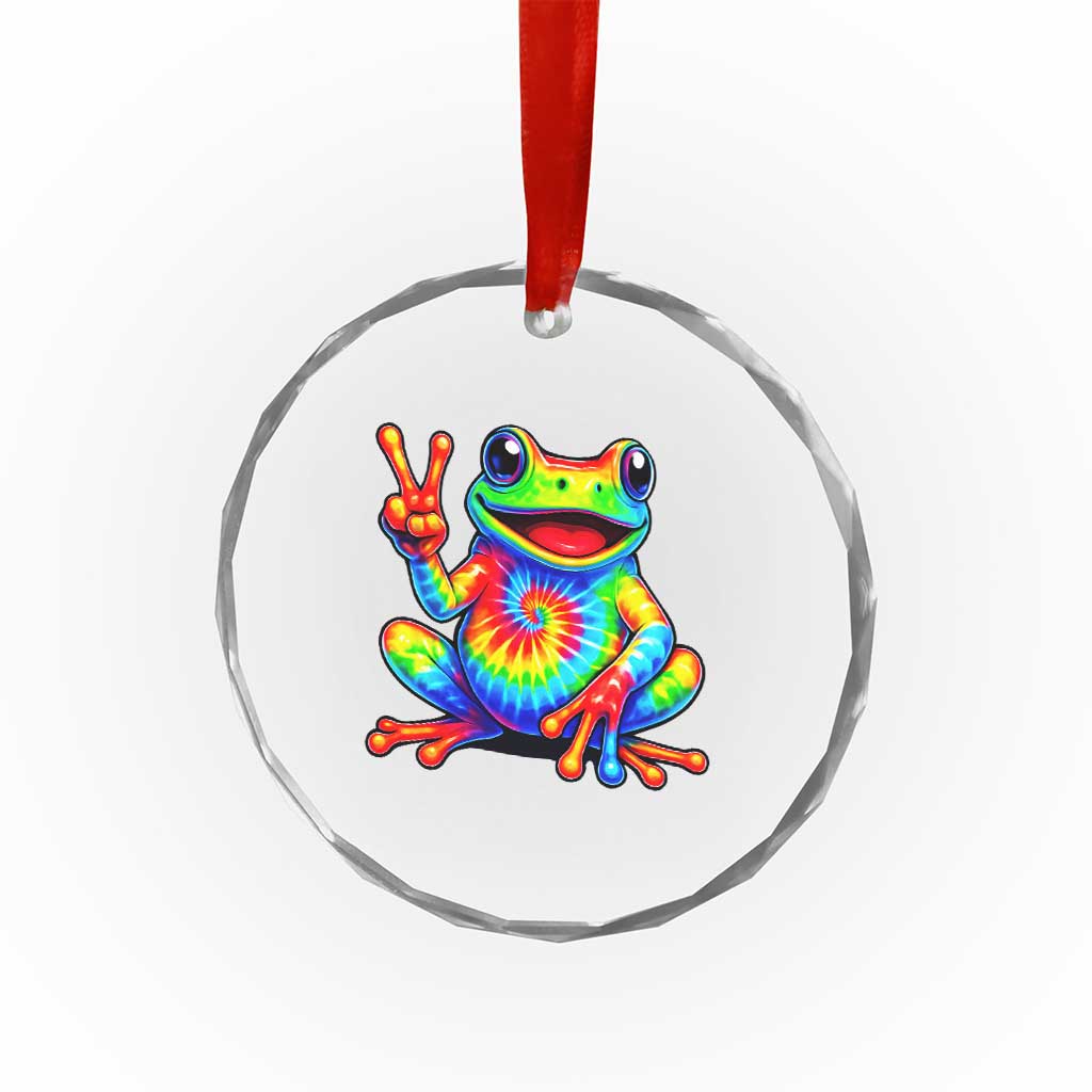 Tie-Dye Frog Peace Sign Hippie Crystal Glass Ornament Toad Trends Effect Printing - Wonder Print Shop