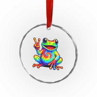 Tie-Dye Frog Peace Sign Hippie Crystal Glass Ornament Toad Trends Effect Printing - Wonder Print Shop