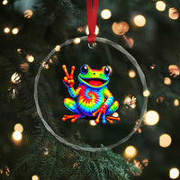 Tie-Dye Frog Peace Sign Hippie Crystal Glass Ornament Toad Trends Effect Printing - Wonder Print Shop