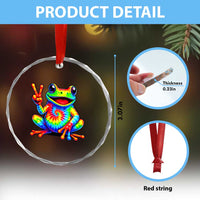 Tie-Dye Frog Peace Sign Hippie Crystal Glass Ornament Toad Trends Effect Printing - Wonder Print Shop