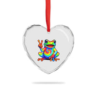 Tie-Dye Frog Peace Sign Hippie Heart Crystal Glass Ornament Toad Trends Effect Printing - Wonder Print Shop