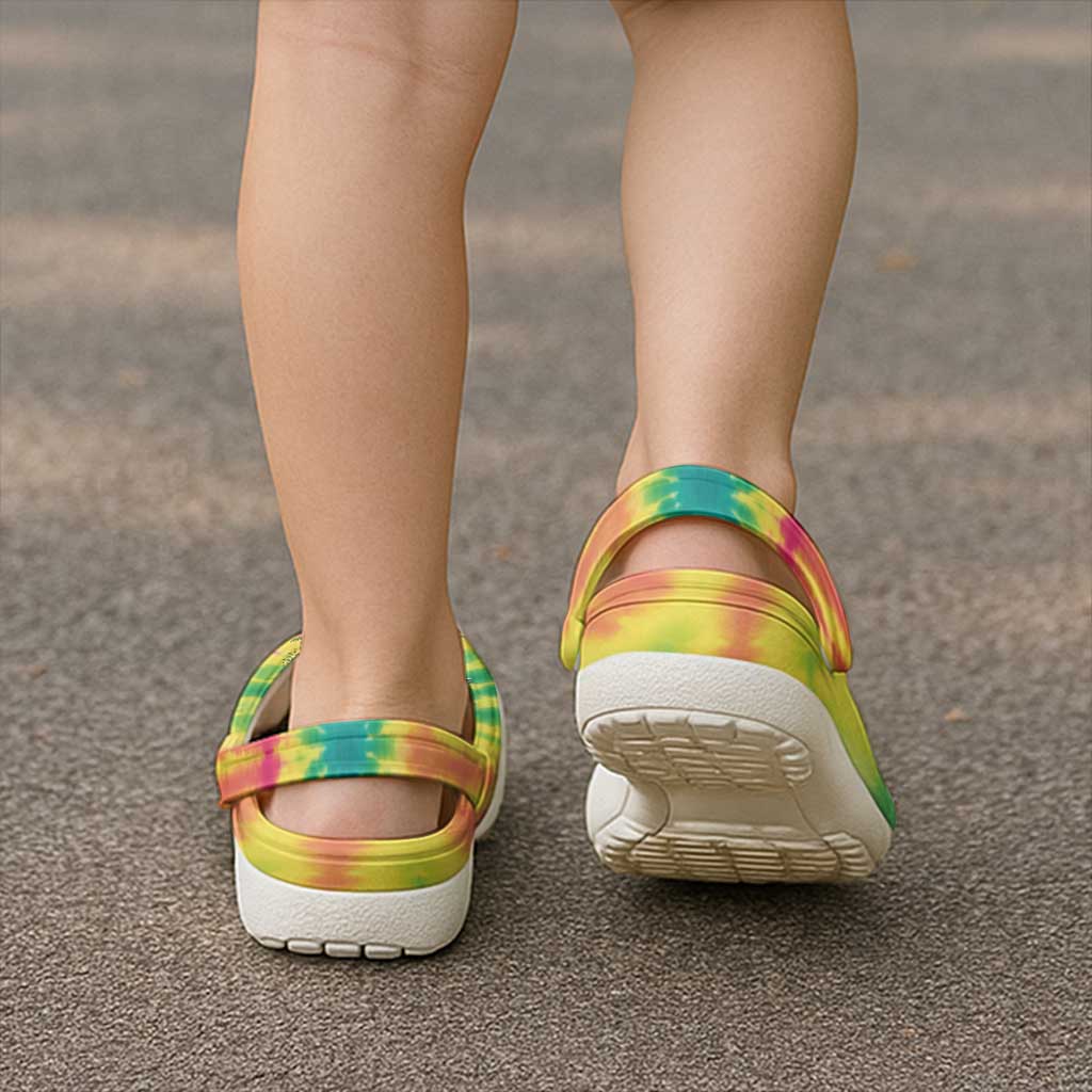 Tie-Dye Skeleton Surfing Lithuania Clogs Shoes It’s 5 O’Clock Somewhere - Wonder Print Shop