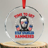 Time To Get Star Spangled Hammered Abraham Lincoln Crystal Glass Ornament Funny 4th of July