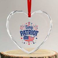 Tiny Patriot 4th of July Fireworks Heart Crystal Glass Ornament USA Map American Flag Red White and Blue Patriotic Holiday