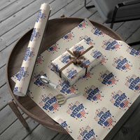 Tiny Patriot 4th of July Fireworks Wrapping Paper Roll USA Map American Flag Red White and Blue Patriotic Holiday