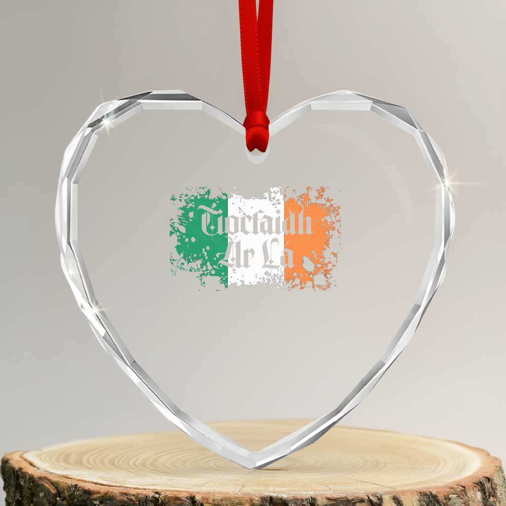 Tiocfaidh Ar La Heart Crystal Glass Ornament Vintage Irish Ireland Flag - Wonder Print Shop