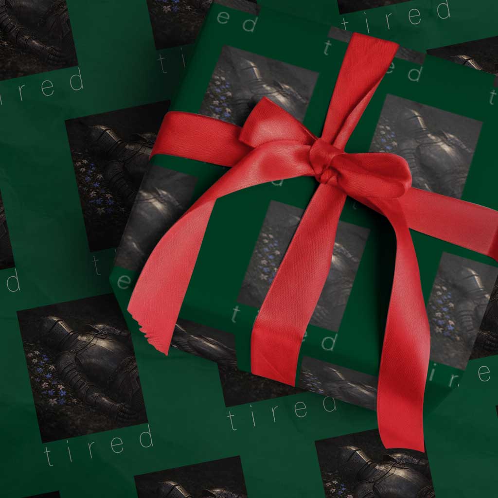 Tired Knight Wrapping Paper Roll Gothic Medieval Fantasy - Wonder Print Shop