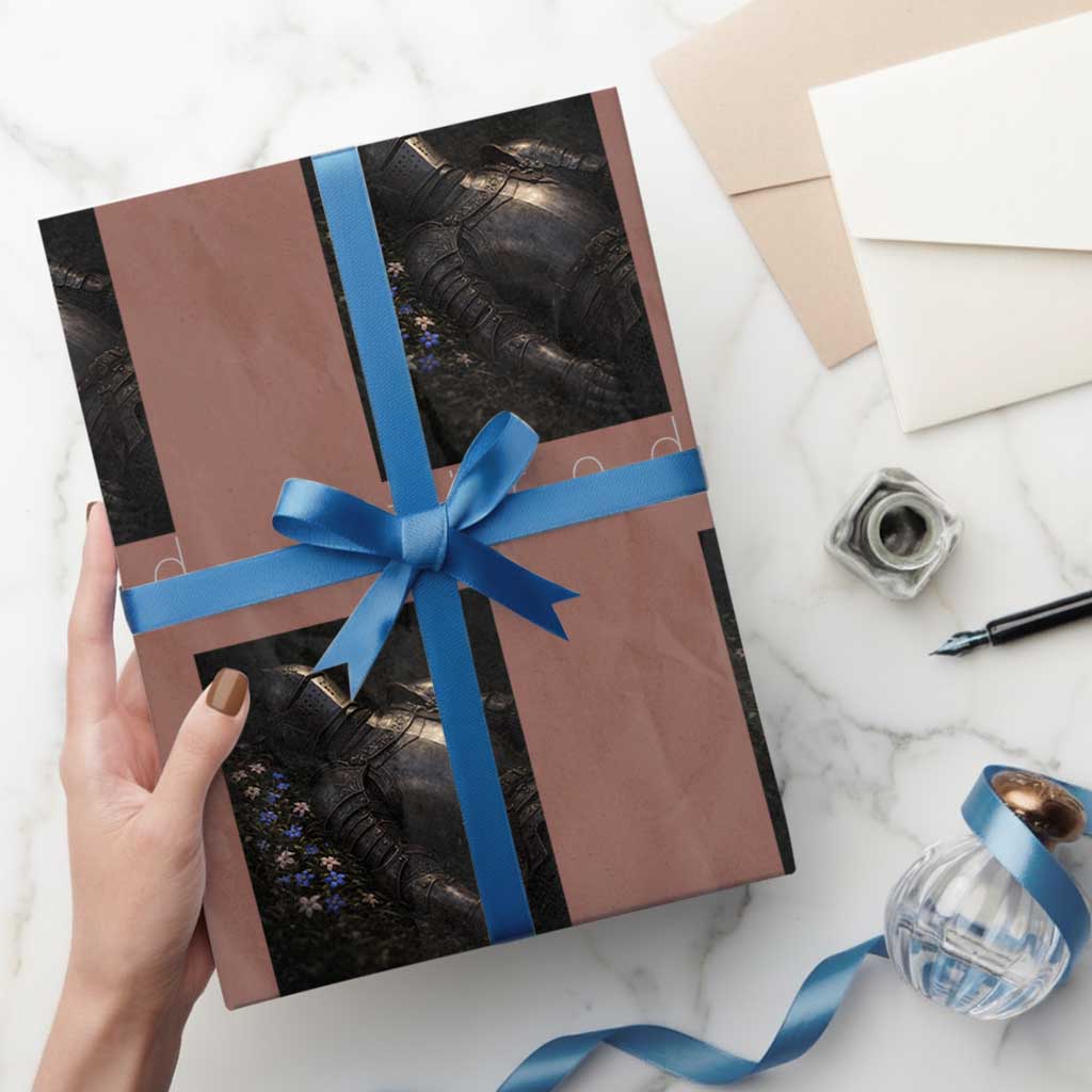 Tired Knight Wrapping Paper Roll Gothic Medieval Fantasy - Wonder Print Shop