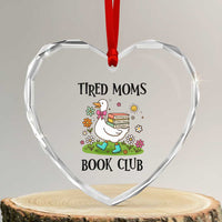 Tired Moms Book Club Heart Crystal Glass Ornament Silly Goose Mama Bookish Reader Gift