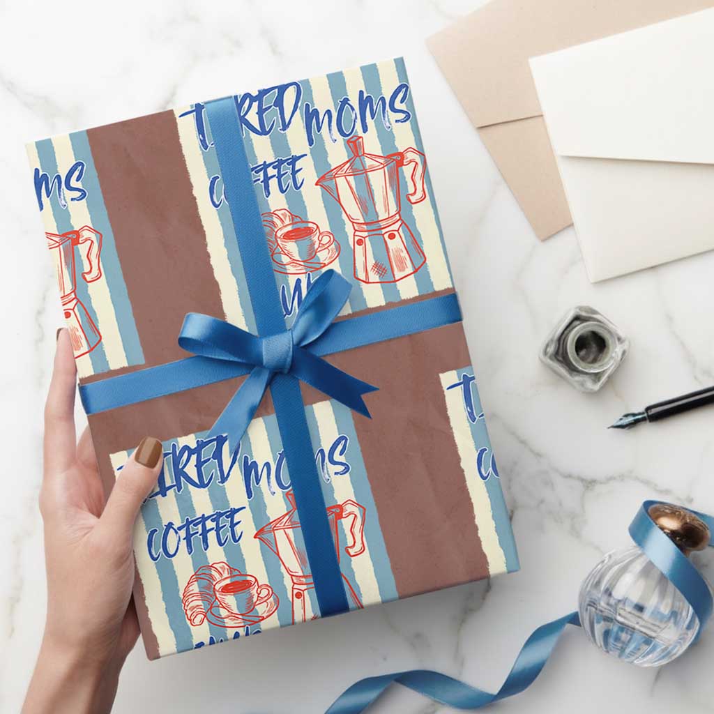 Tired Moms Coffee Club Wrapping Paper Roll Funny Mommy Mama Coffee Lover