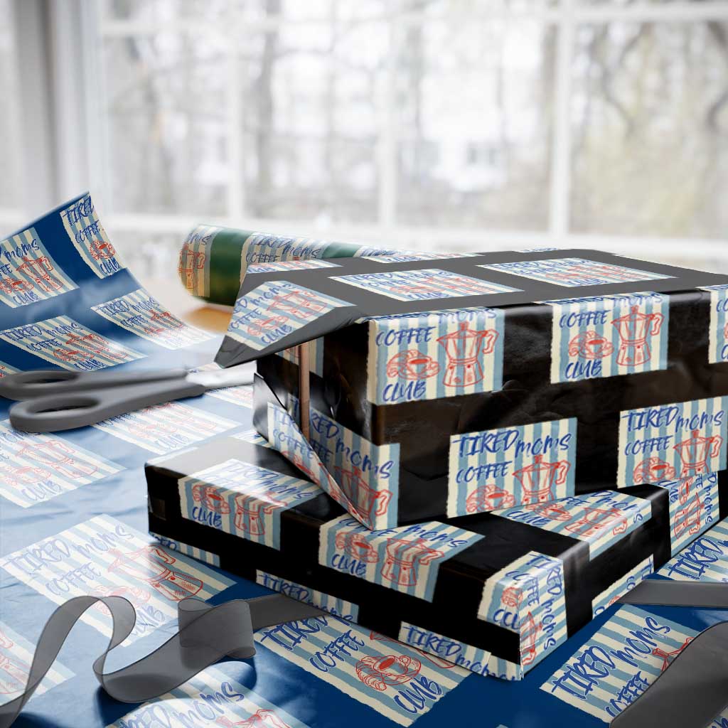 Tired Moms Coffee Club Wrapping Paper Roll Funny Mommy Mama Coffee Lover