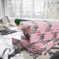 Tired Moms Coffee Club Wrapping Paper Roll Funny Skeleton Drinking Coffee Lover