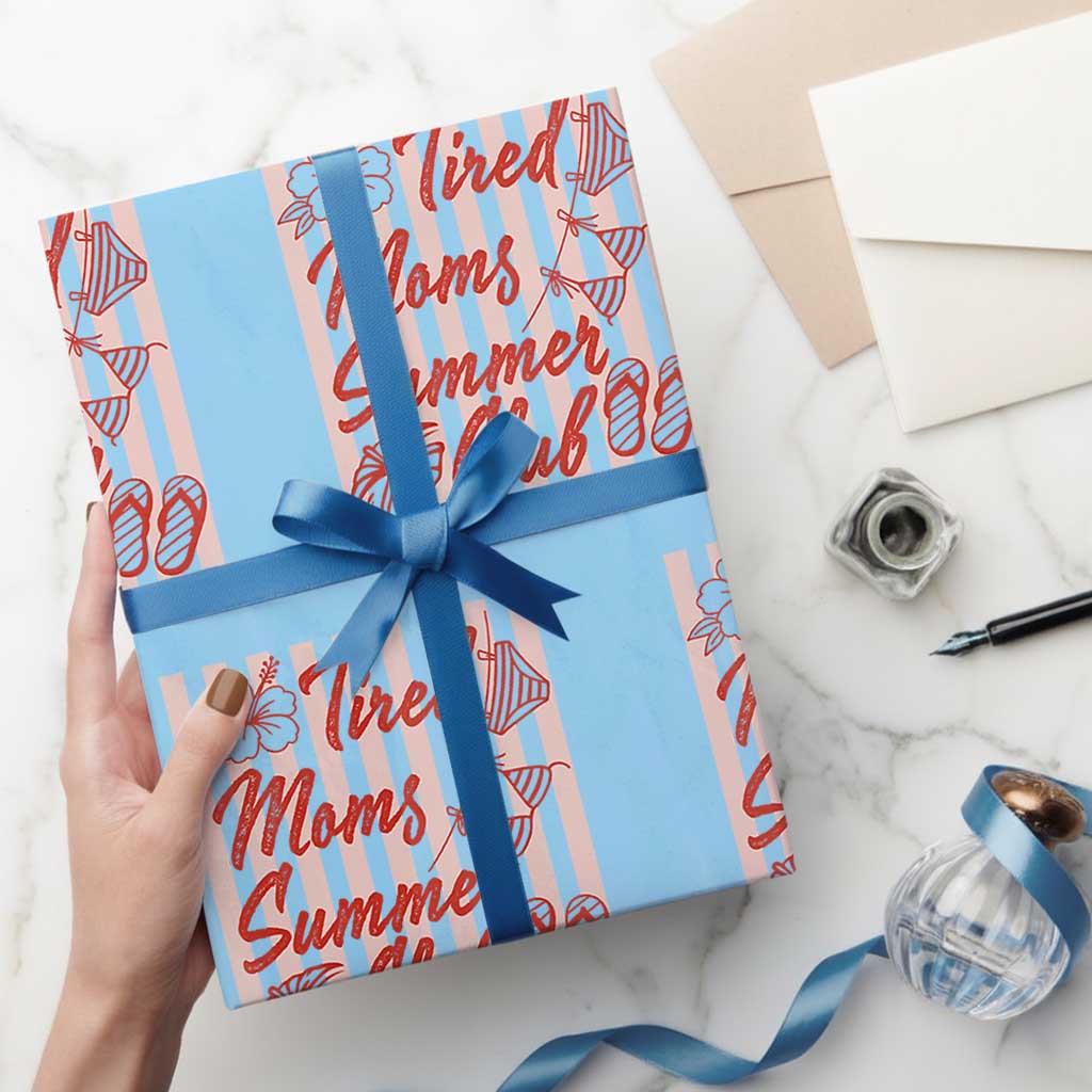 Tired Moms Summer Club Wrapping Paper Roll Funny Mom Life Beach Vacation