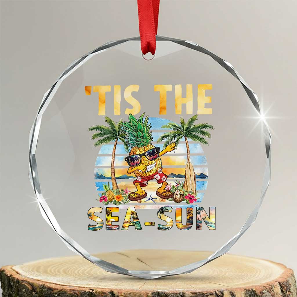 Tis The Sea Sun Crystal Glass Ornament Dabbing Pineapple Summer Vacation Gift