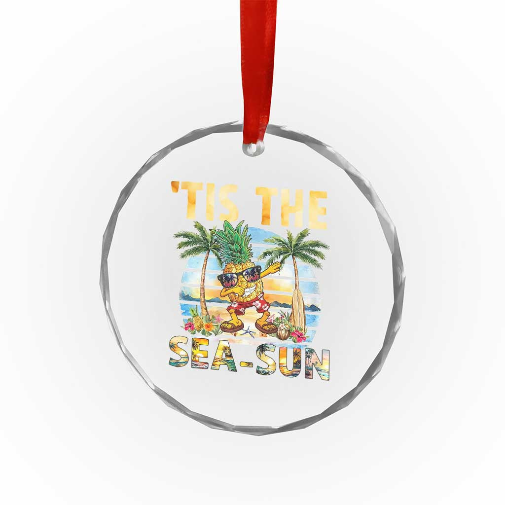 Tis The Sea Sun Crystal Glass Ornament Dabbing Pineapple Summer Vacation Gift
