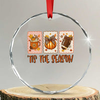Tis The Season Fall Thanksgiving Crystal Glass Ornament American Football Pumpkin Postage Stamps - Wonder Print Shop