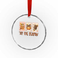 Tis The Season Fall Thanksgiving Crystal Glass Ornament American Football Pumpkin Postage Stamps - Wonder Print Shop
