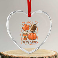 Tis The Season Fall Thanksgiving Heart Crystal Glass Ornament Retro Coquette Bow American Football Pumpkin - Wonder Print Shop