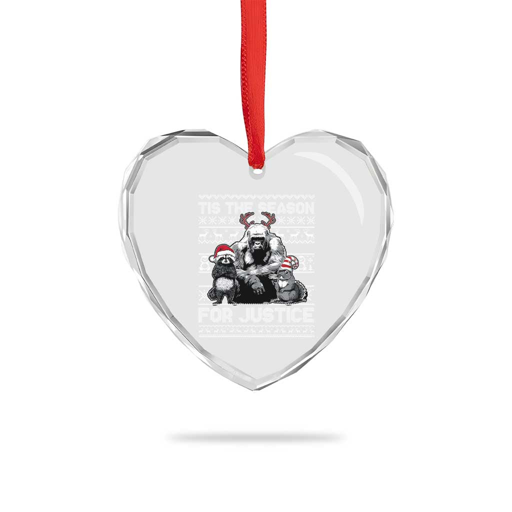 Tis The Season For Justice Heart Crystal Glass Ornament Harambe Peanut Fred Xmas - Wonder Print Shop
