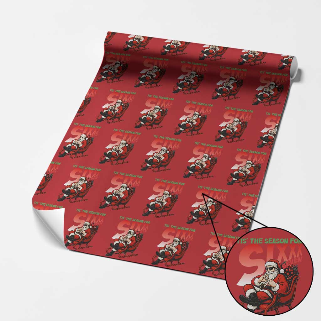 Tis The Season For Sixx Seven Meme Wrapping Paper Roll Funny Trendy Xmas Party Gift - Wonder Print Shop
